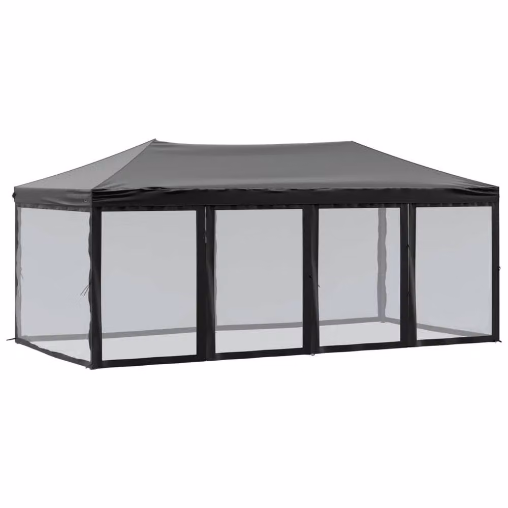 Berkfield Home Sturdy Folding Party Tent with Sidewalls, Black, W 6 m x D 3 m – 3