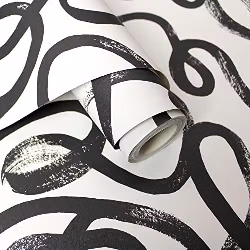 Holden Decor Squiggle Doodle Geometric Wallpaper in Black and White – 3