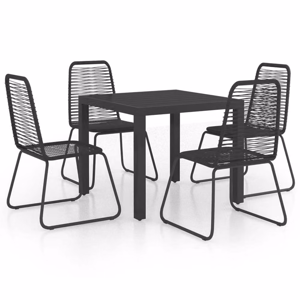 Berkfield Home 5 Piece Modern Garden Dining Set in Black PVC Rattan and Powder Coated Steel – 2