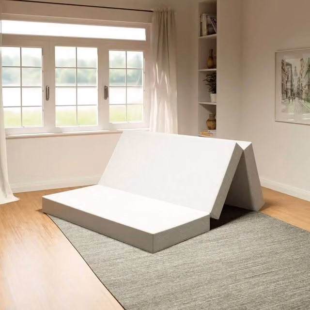 KORVIXA White Folding Memory Foam Mattress, W/D/H: 90 x 200 cm