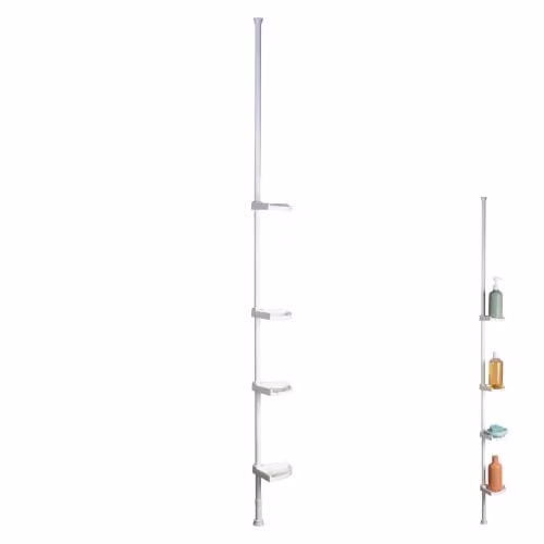 Premier Housewares 4 Tier Freestanding Corner Bathroom Organizer Shelf, White – 1