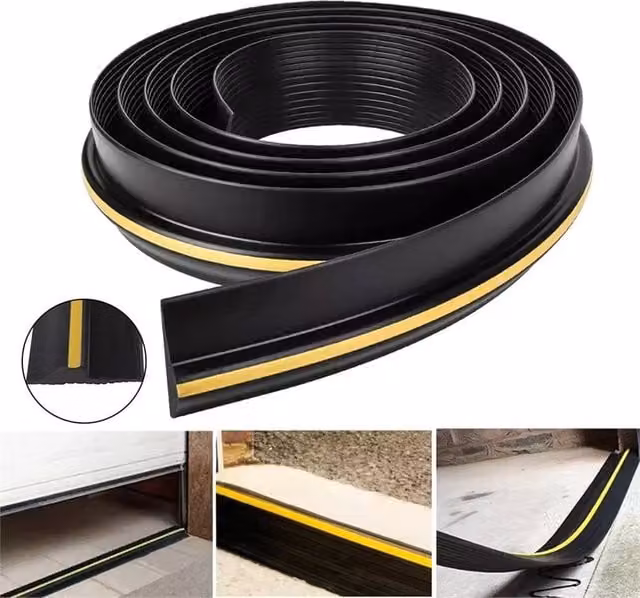 Nordara 8ft Garage Door Threshold Weather Seal Strip, Black EPDM Rubber and PVC
