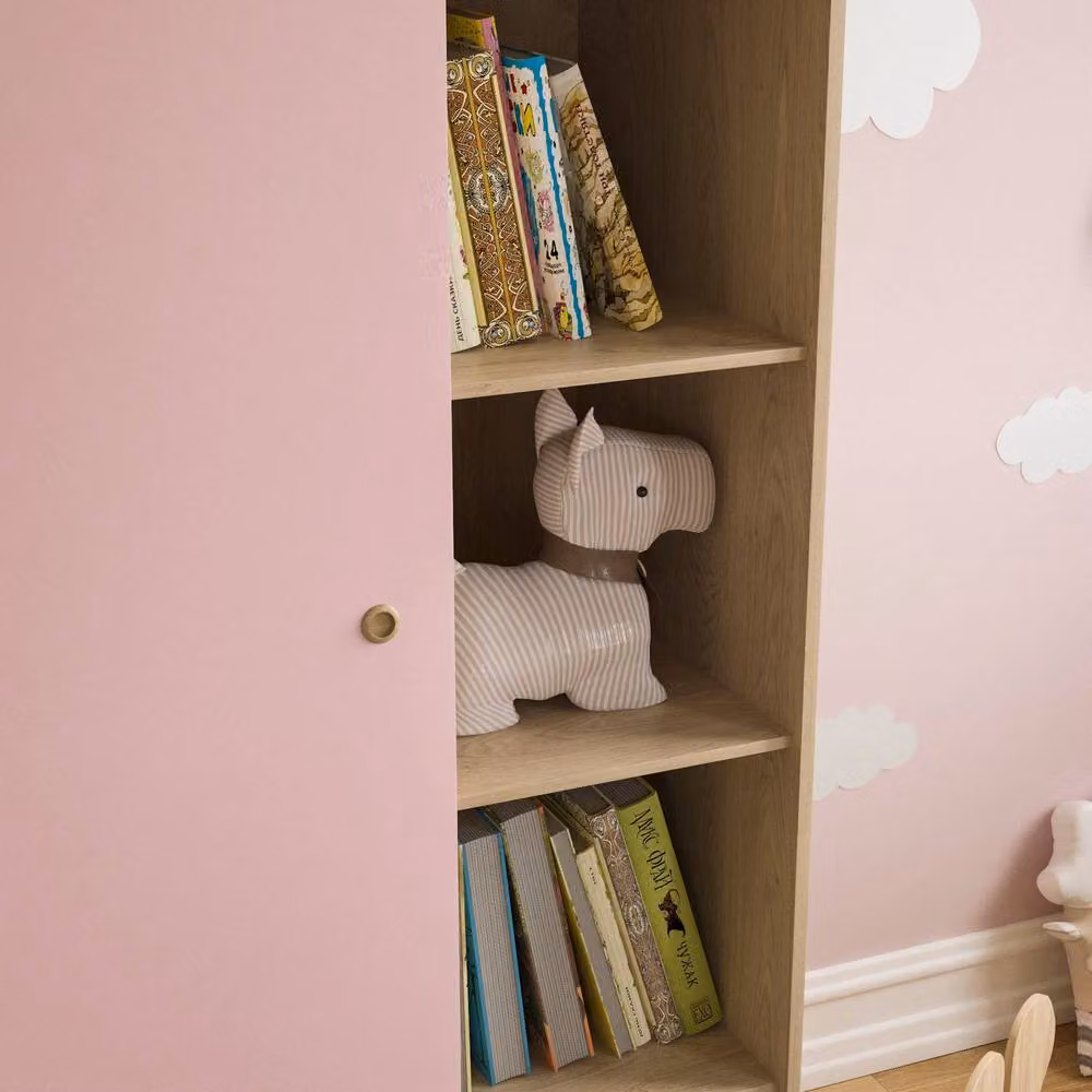 HD Designs Neptune 1 Door Pink Wardrobe with Internal Shelves and Hanging Rod for Childrens Bedrooms – 4