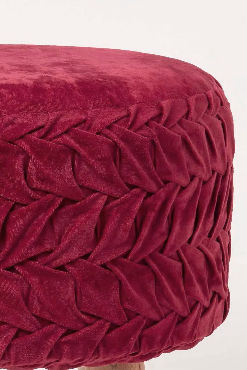 Homescapes Lyla Pink Pleated Velvet Cylindrical Footstool – 4