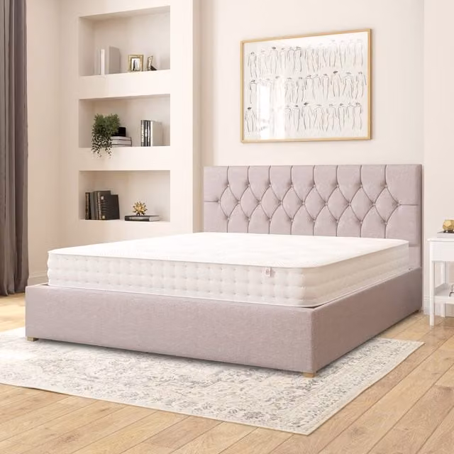 Aspire Olivier Upholstered Fabric Ottoman Storage Bed in Grey, Superking, W/D/H: 200 x 200 cm