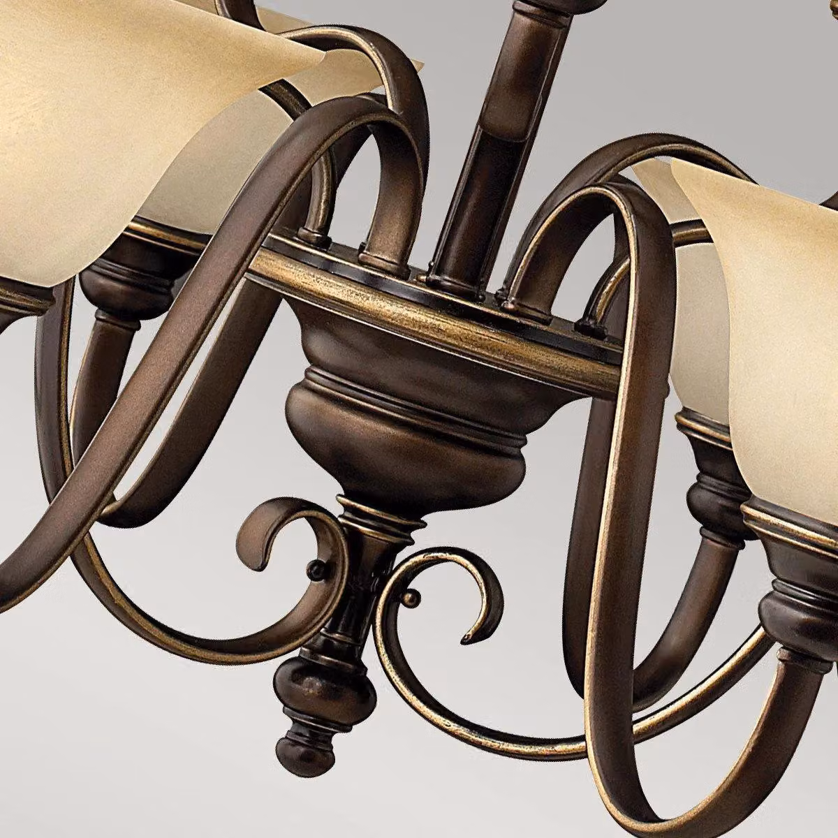 Netlighting Cello 9 Light Multi Arm Chandelier in Antique Bronze and Brown with Faux Alabaster Glass – 3