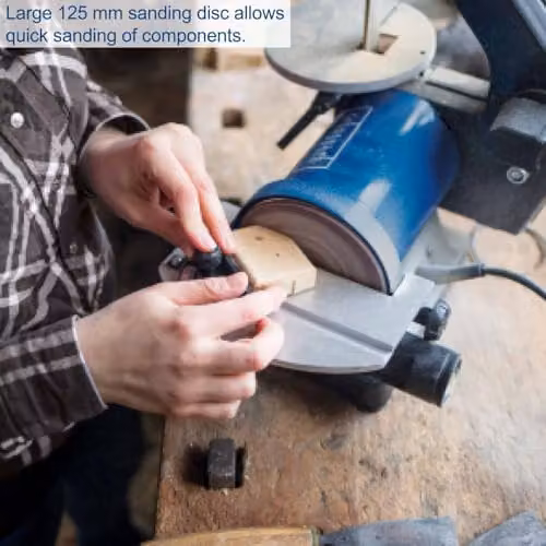 Scheppach BTS700 Blue Benchtop Belt and Disc Sander with 125mm Disc and 25.4mm Belt – 4
