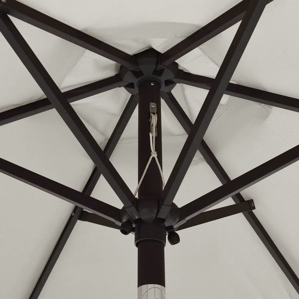 Berkfield Home Parasol with LED Lights in Sand and Grey, Aluminium and Polyester, W/D/H: 200 x 200 x 211 cm – 2
