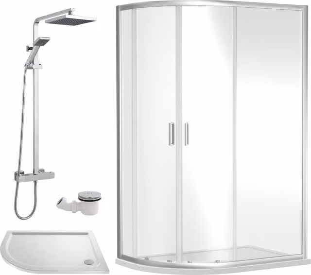 Balterley Offset Left Quadrant Shower Tray in White W: 120 cm, D: 80 cm