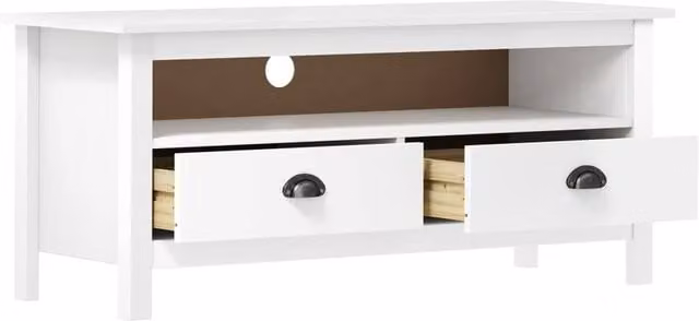 Berkfield Home Hill TV Cabinet in White Solid Pine Wood W/D/H: 110 x 40 x 47 cm
