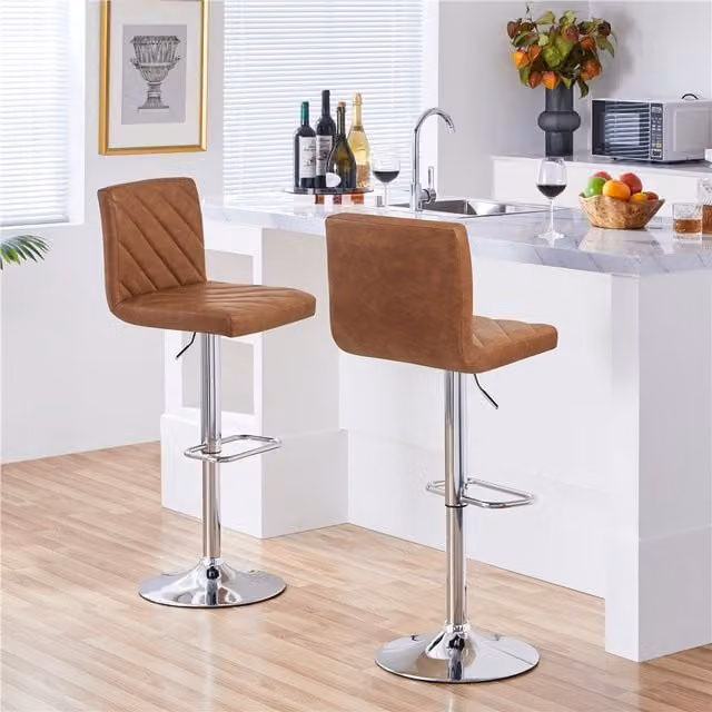 Yaheetech Set of 2 Adjustable Retro Brown Bar Stools