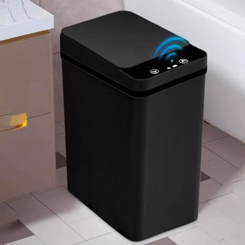 Dyzi Set of 2 Black Slim Automatic Motion Sensor Touchless Trash Cans – 2