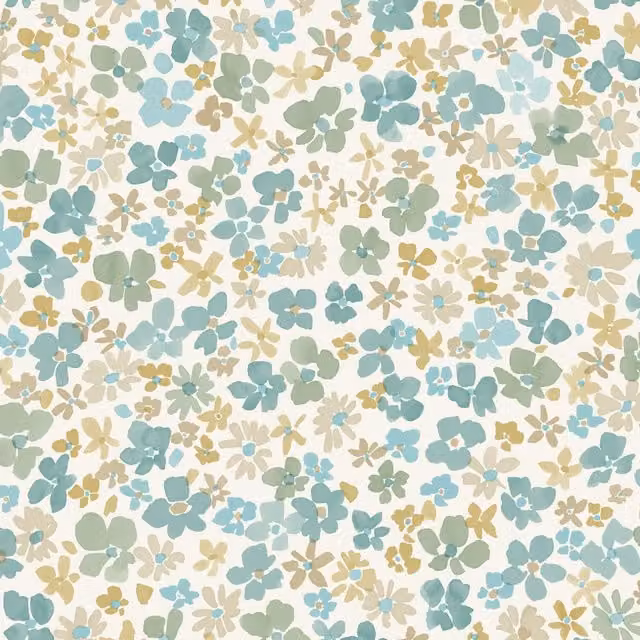 Grandeco Veronica Floral Botanical Vintage Wallpaper in Teal, Green, Blue and Petrol Multicolour