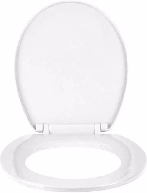 Pawnora Universal Oval Toilet Seat in White Plastic – 1