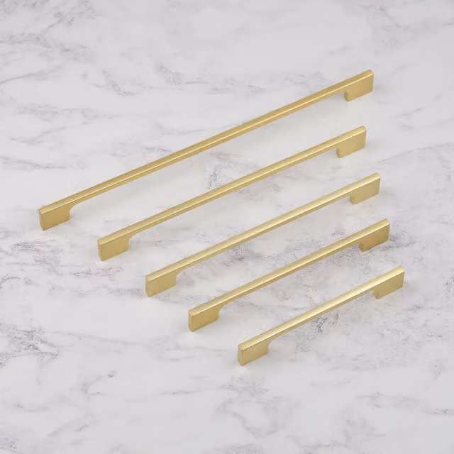 Handle & Home Slim D-Bar Cabinet Pull Handle in Brushed Brass, 128mm