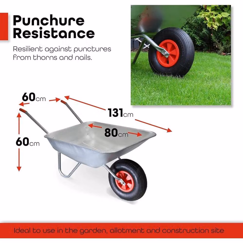 NESTLUNE Silver Stainless Steel and Galvanised Garden Wheelbarrow, 1.25kg – 2