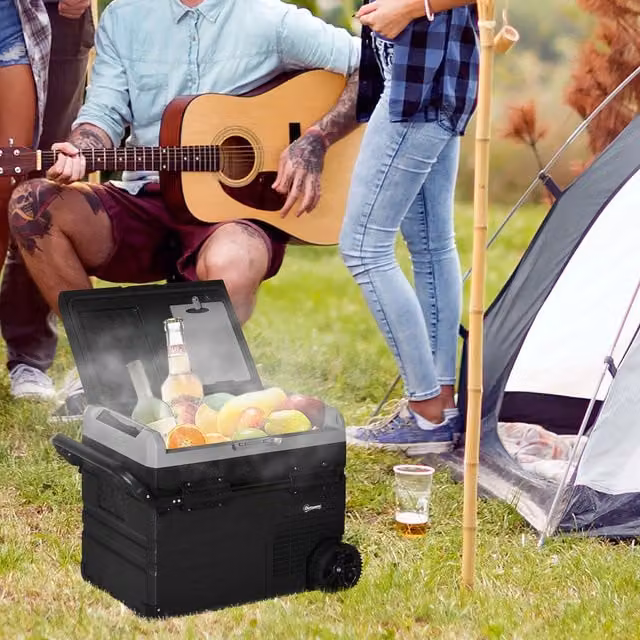 Outsunny Portable Car Refrigerator in Grey and Black
