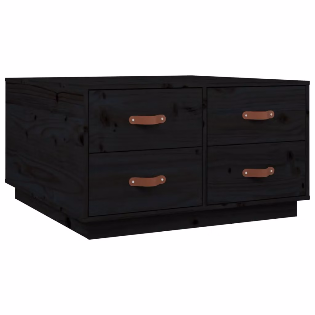 Berkfield Home Black Rustic Square Coffee Table in Solid Pine, W/D/H: 80 x 80 x 45 cm – 2