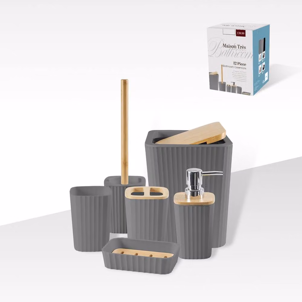 Gaveno Cavailia 12-Piece Bathroom Accessories Set in Anthracite and Grey – 3