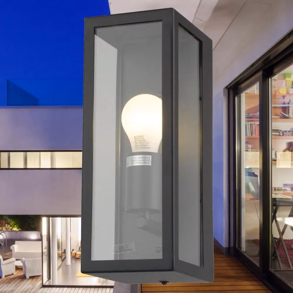 First Choice Lighting Montrose Set of 2 Black Outdoor Wall Lights with Transparent Glass – 5