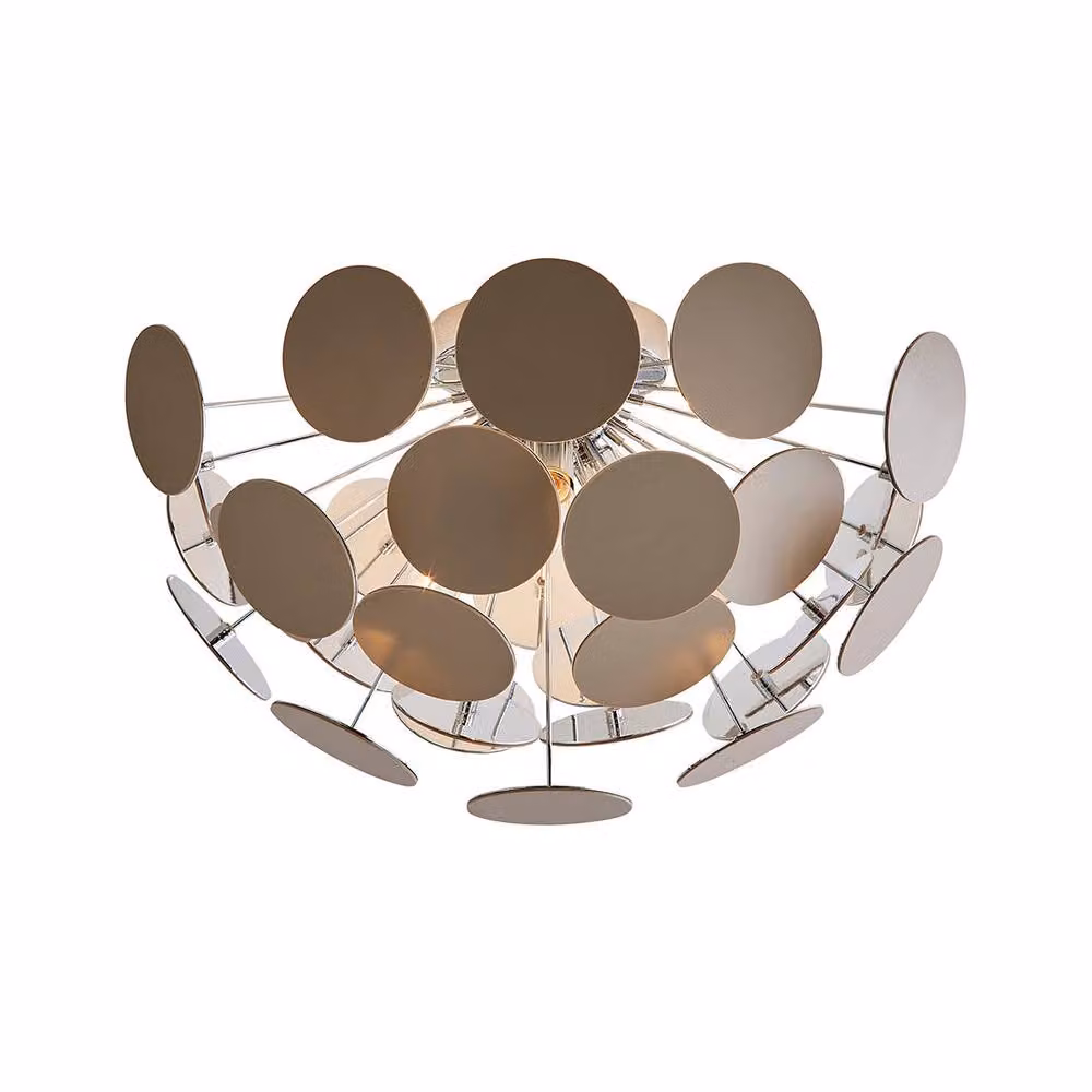 Pagazzi Skye Sputnik Semi-Flush Ceiling Light in Brown and Chrome, Diameter: 55 cm – 2