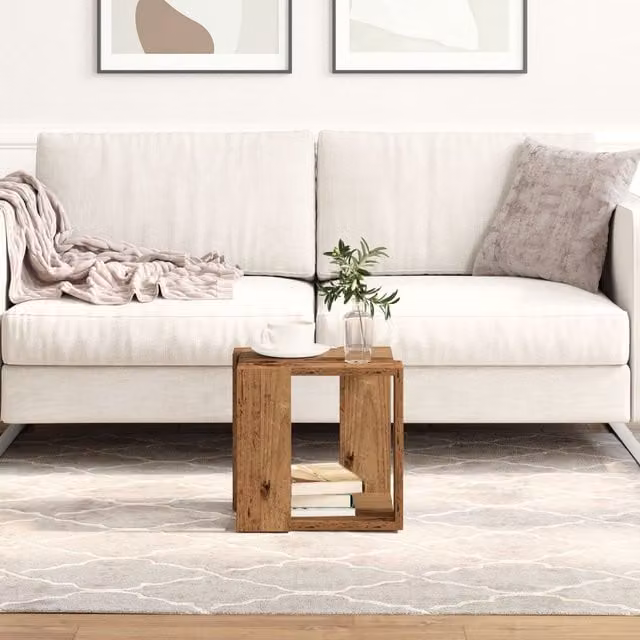 Berkfield Home Rustic Square Coffee Table in Brown Solid Reclaimed Wood W/D/H: 32 x 32 x 30 cm – 1