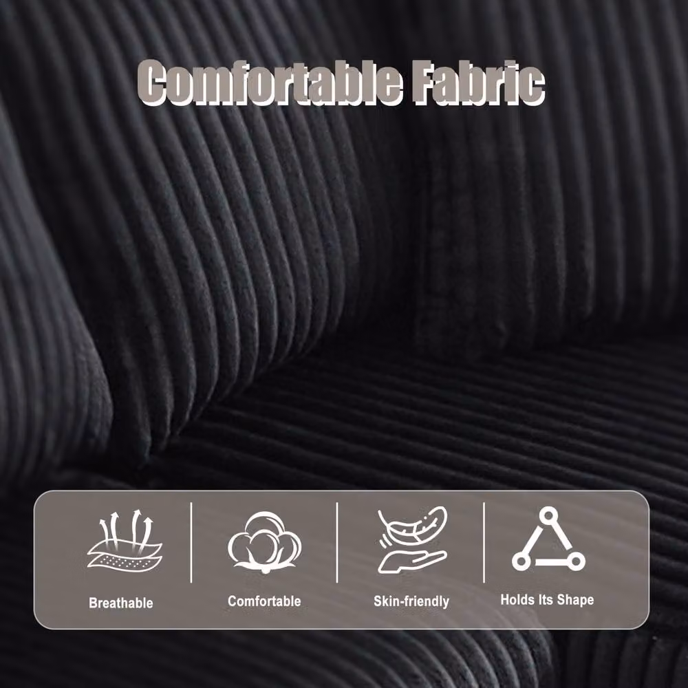 STILVORA Modular L-Shaped Upholstered Sofa in Black with Cup Holders, Sleeping Function and Scatter Cushions – 5