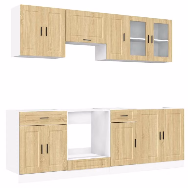 Berkfield Home Kalmar 8 Piece Modern Kitchen Cabinet Set in Sonoma Oak Brown