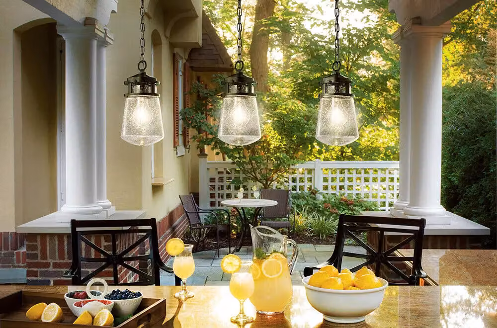 Loops Architectural Bronze IP44 Outdoor Suspended Chain Lantern with E27 LED Bulb – 2