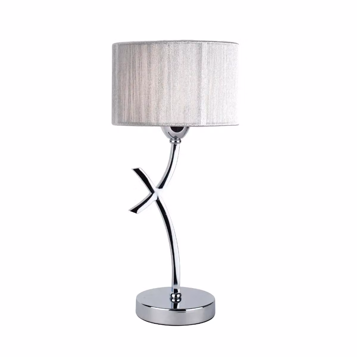 Pagazzi Justina Polished Chrome Table Lamp with Silver String Shade, Height: 43 cm – 2