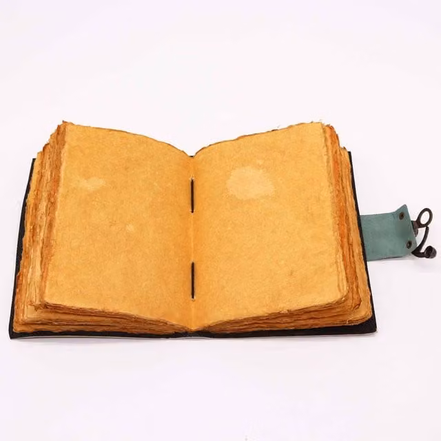 KDMK Moon Phases Pink Leather Softcover Blank Notebook with Deckle Edge Paper