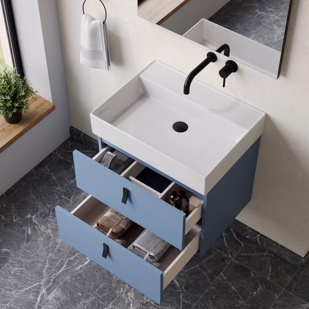 Banyetti Invicta 600mm Wall Hung Vanity with Veneto No Tap Hole Basin, Powder Blue – 2