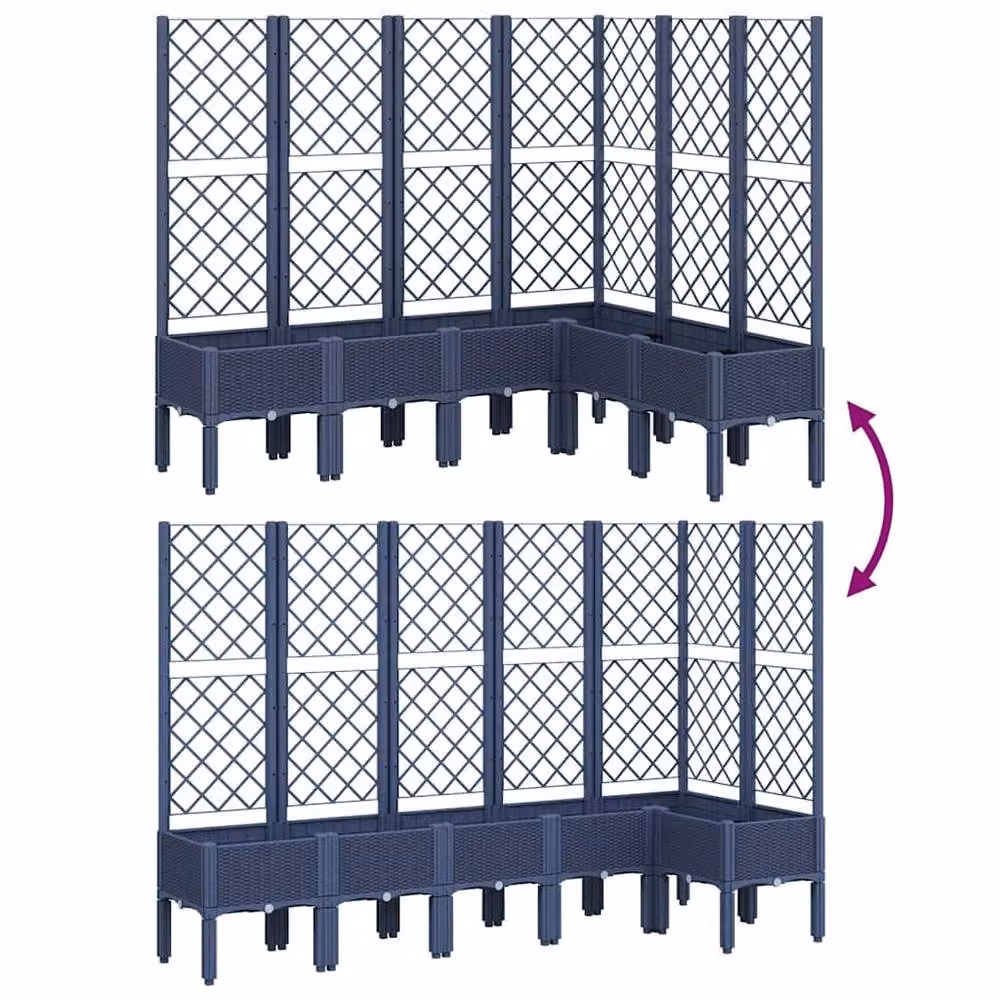 Berkfield Home Garden Planter with Trellis in Anthracite Blue Grey, W: 160 cm, D: 120 cm, H: 142 cm – 4