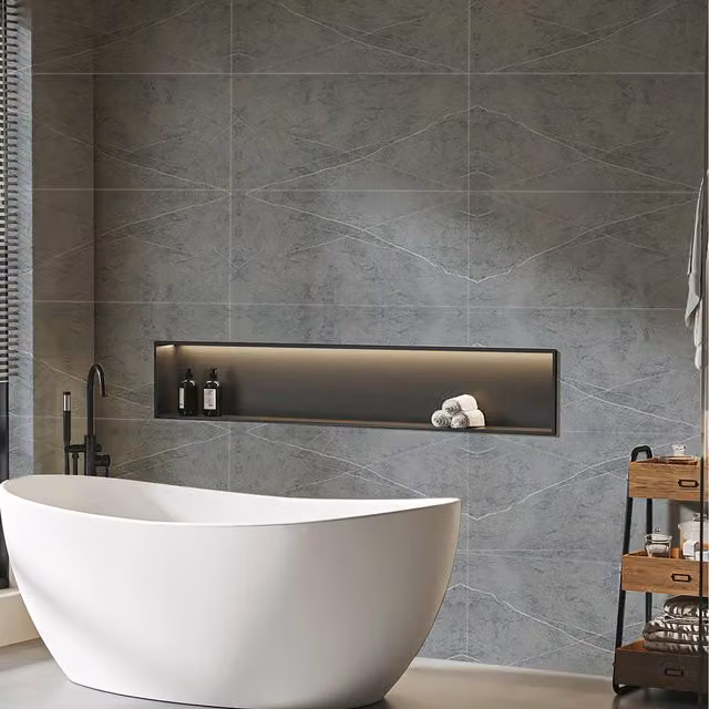 Livingandhome 10 Piece Grey Marble Peel and Stick Abstract Wall Stickers