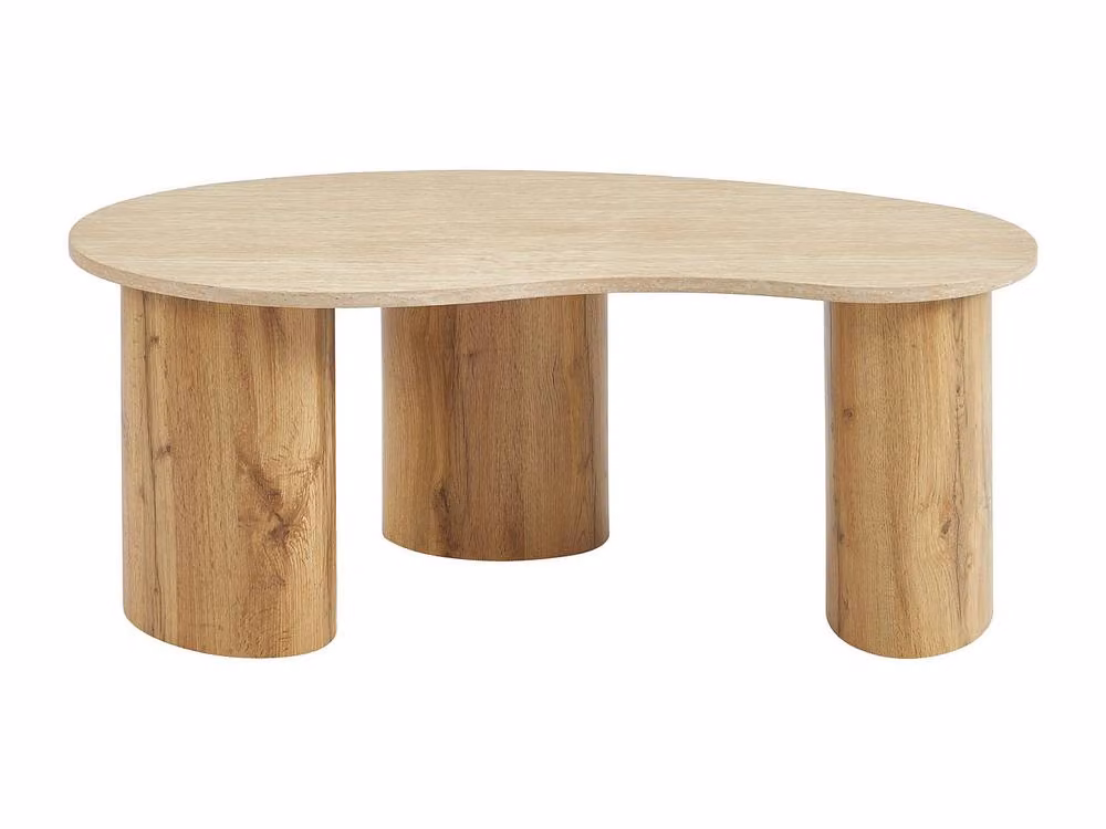 ALOZYA MDF Coffee Table in Beige Travertine Effect and Light Natural, W/D/H: 60 x 45 x 50 cm – 2