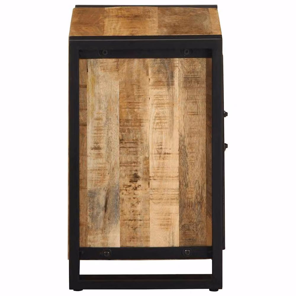 Berkfield Home Set of 2 Rustic Mango Wood Bedside Cabinets in Brown – 5
