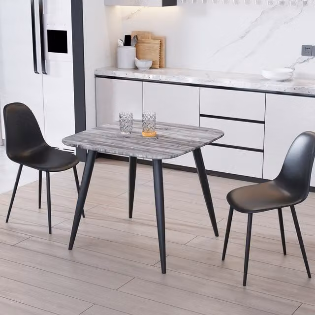 Core Products Ltd Aspen Dining Set with Grey Oak Square Table and 2 Black Curve Plastic Chairs – 1