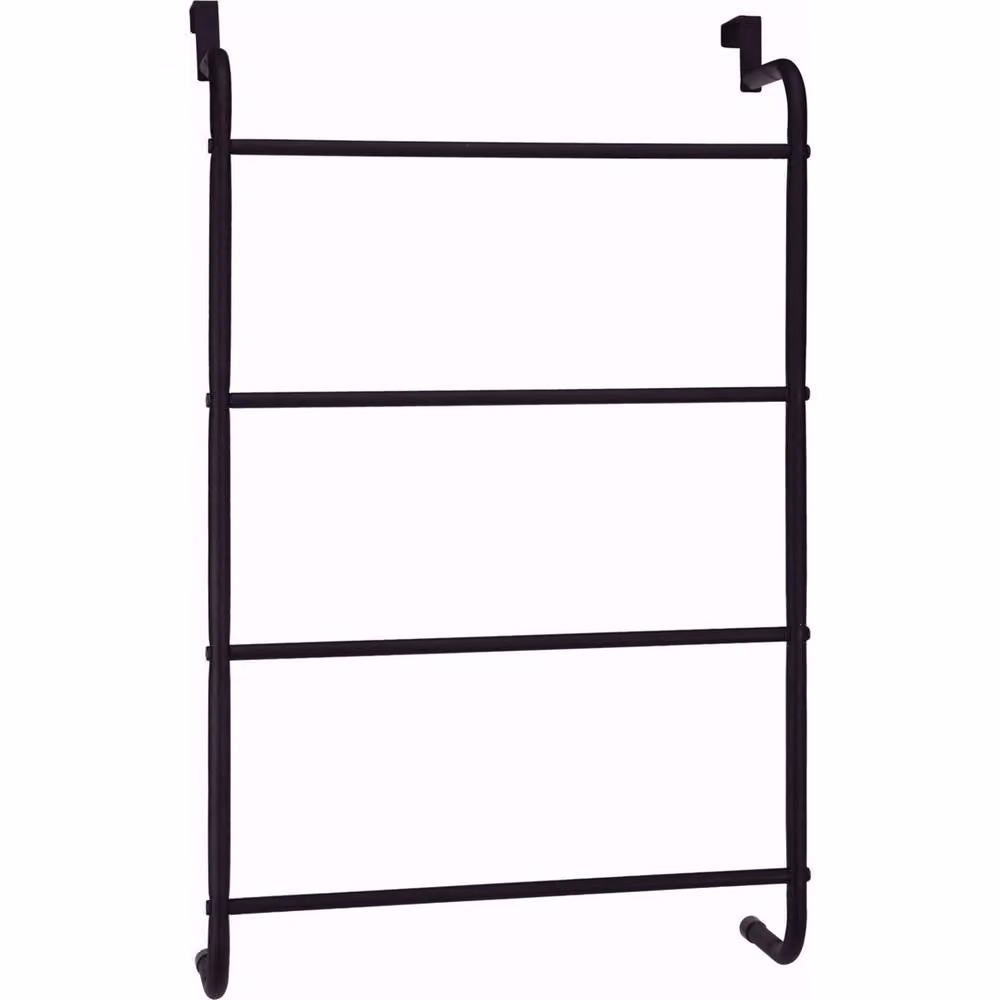 Havendro Black Modern 4 Bar Over the Door Towel Organiser, Metal, W: 44.5 cm, H: 73.0 cm, D: 15.5 cm – 2