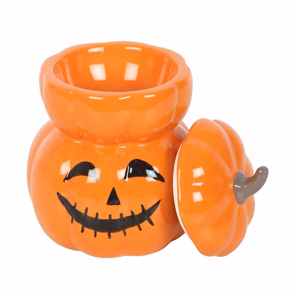 Uniqueful Stacked Pumpkin Ceramic Oil Burner and Wax Warmer in Orange – 2
