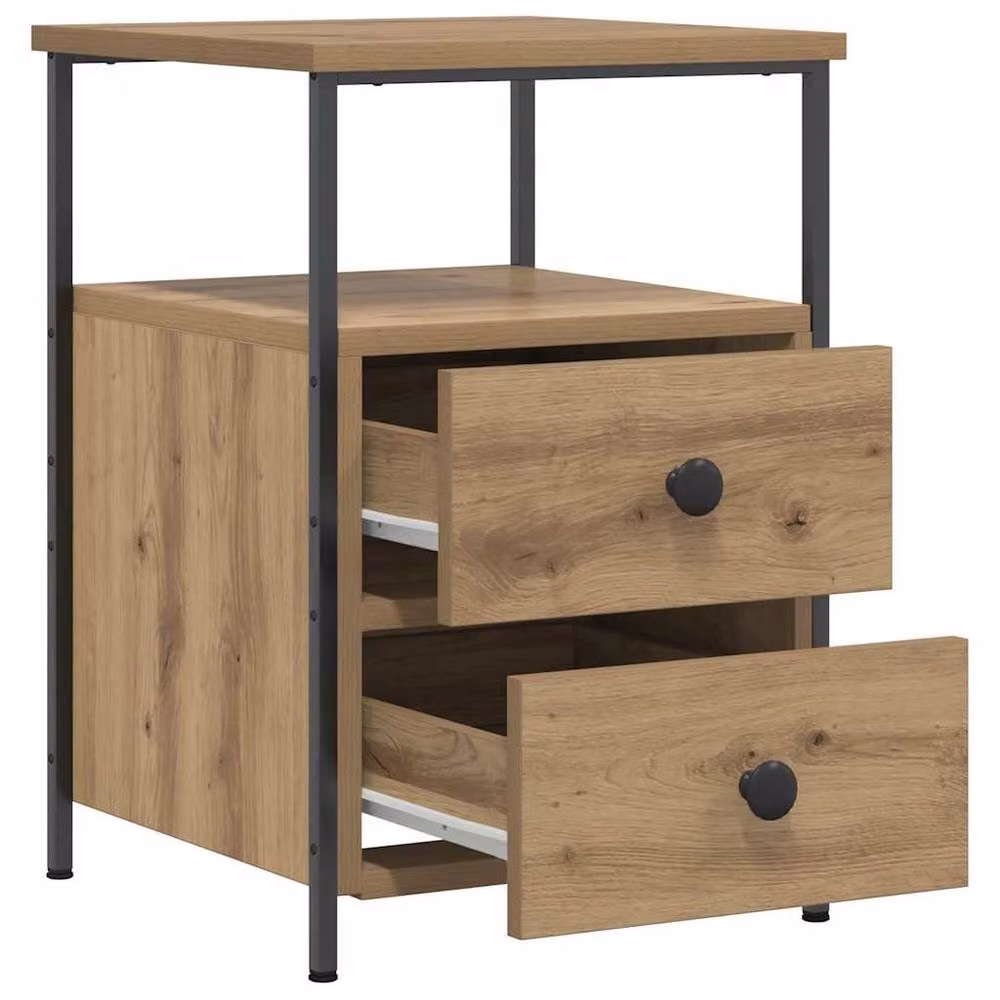 Berkfield Home Modern Artisan Oak Bedside Cabinet in Brown, W/D/H: 34 x 35.5 x 50 cm – 3