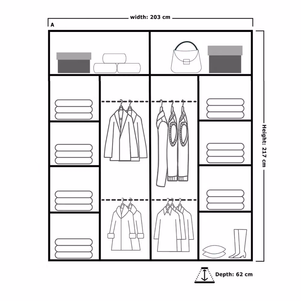 Sliding Wardrobes 4U Modern Double Sliding Door Wardrobe in Walnut, W: 203 cm, H: 217 cm – 3