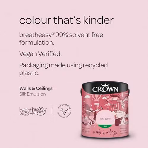 Crown Retail Core Emulsion Silk Fairy Dust Water Based Satin Gloss Dispersion in Red and Pink, 2.5 l – 2
