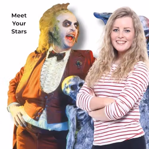 Star Cutouts SC4512 Beetlejuice with Tombstone Lifesize Cardboard Cutout, Multicolour, Height: 182 cm – 2