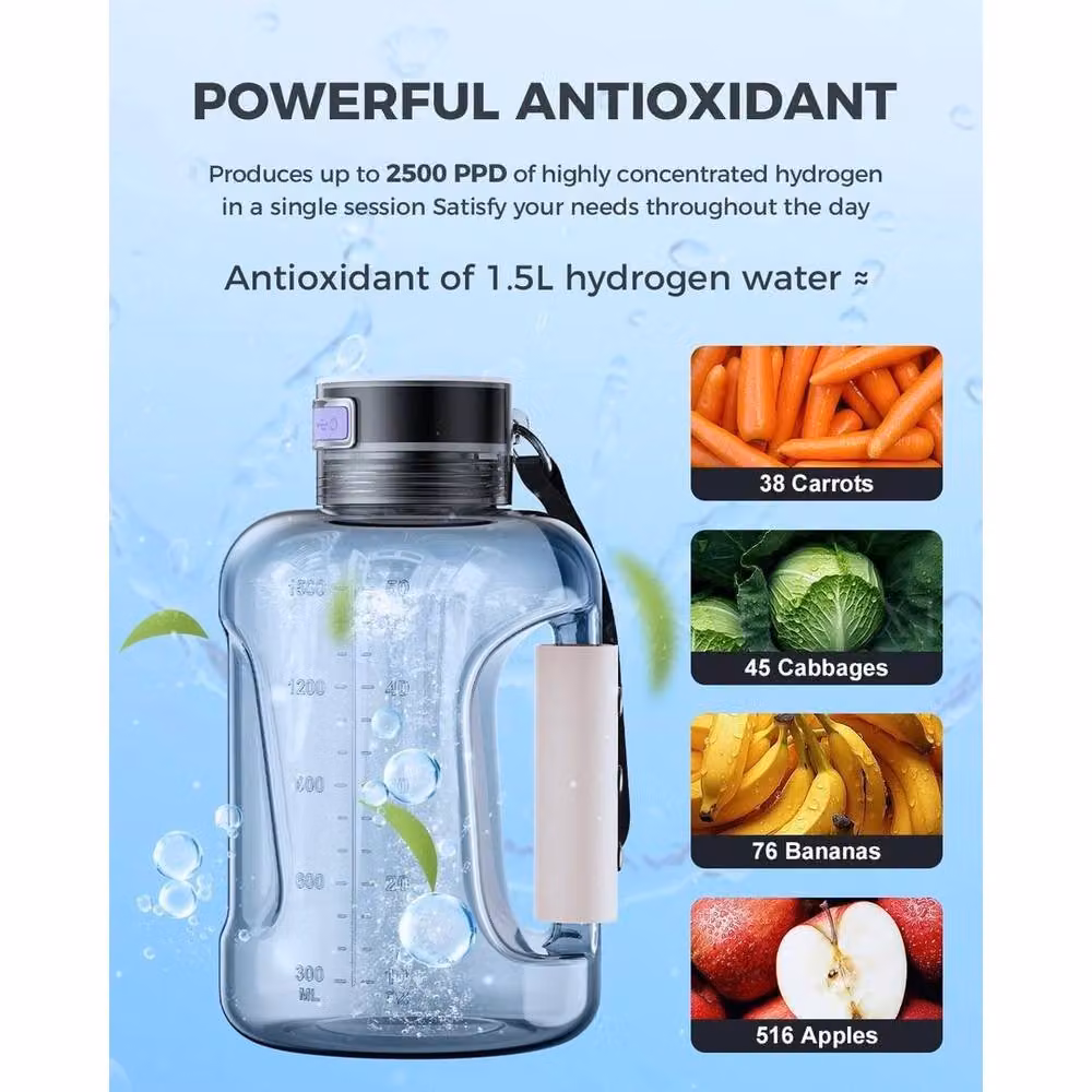 SPETLEK Hydrogen Rich Alkaline Water Maker Bottle, 1.5 l, Grey – 5