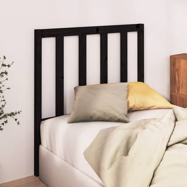 Berkfield Home Beautiful Bed Headboard in Black Solid Pine, W/D/H: 96 x 4 x 100 cm – 1