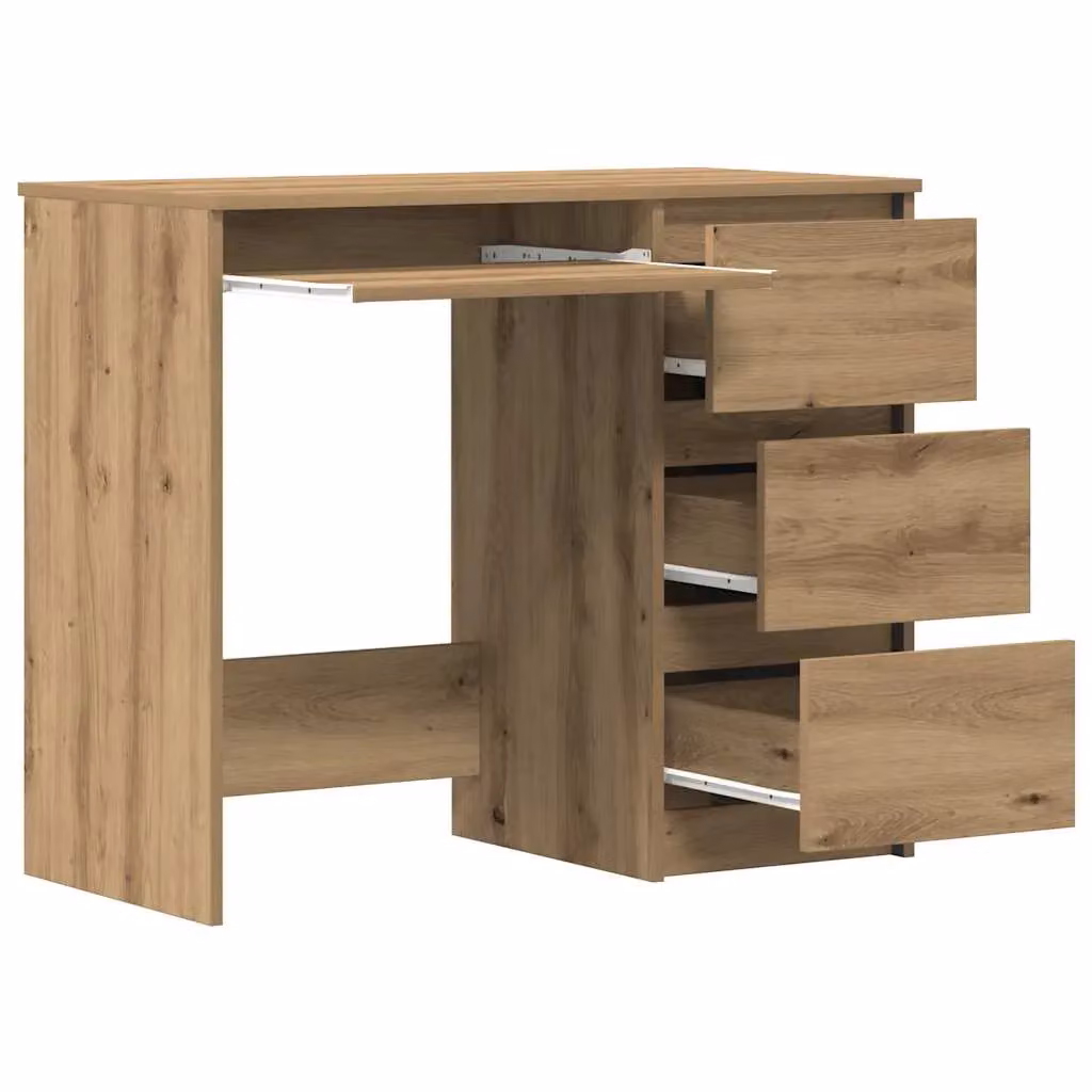Berkfield Artisan Oak Writing Desk in Brown, W/D/H: 90 x 45 x 76 cm – 3