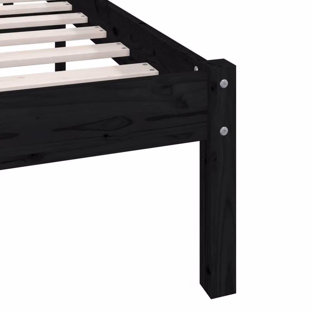 Berkfield Home Modern Black Solid Wood Pine Bed Frame W/D/H: 160 x 200 x 165.5 cm – 6