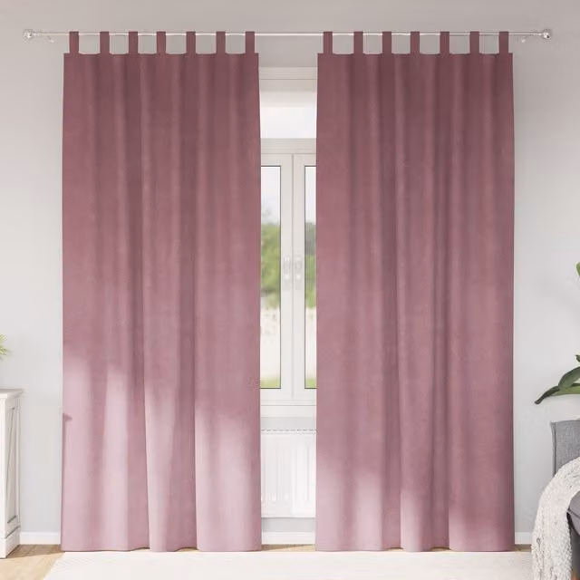 Berkfield Home Dark Pink Velvet Blackout Curtains with Hanging Loops, 2 Pack