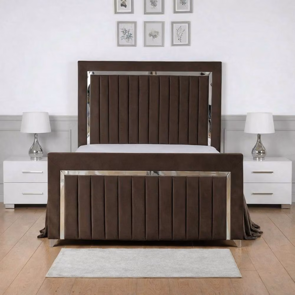 Living Comfort Bedz Chrome Edge Ottoman Gas Lift Storage Bed in Brown, Super King, W/D/H: 200 x 200 cm – 2