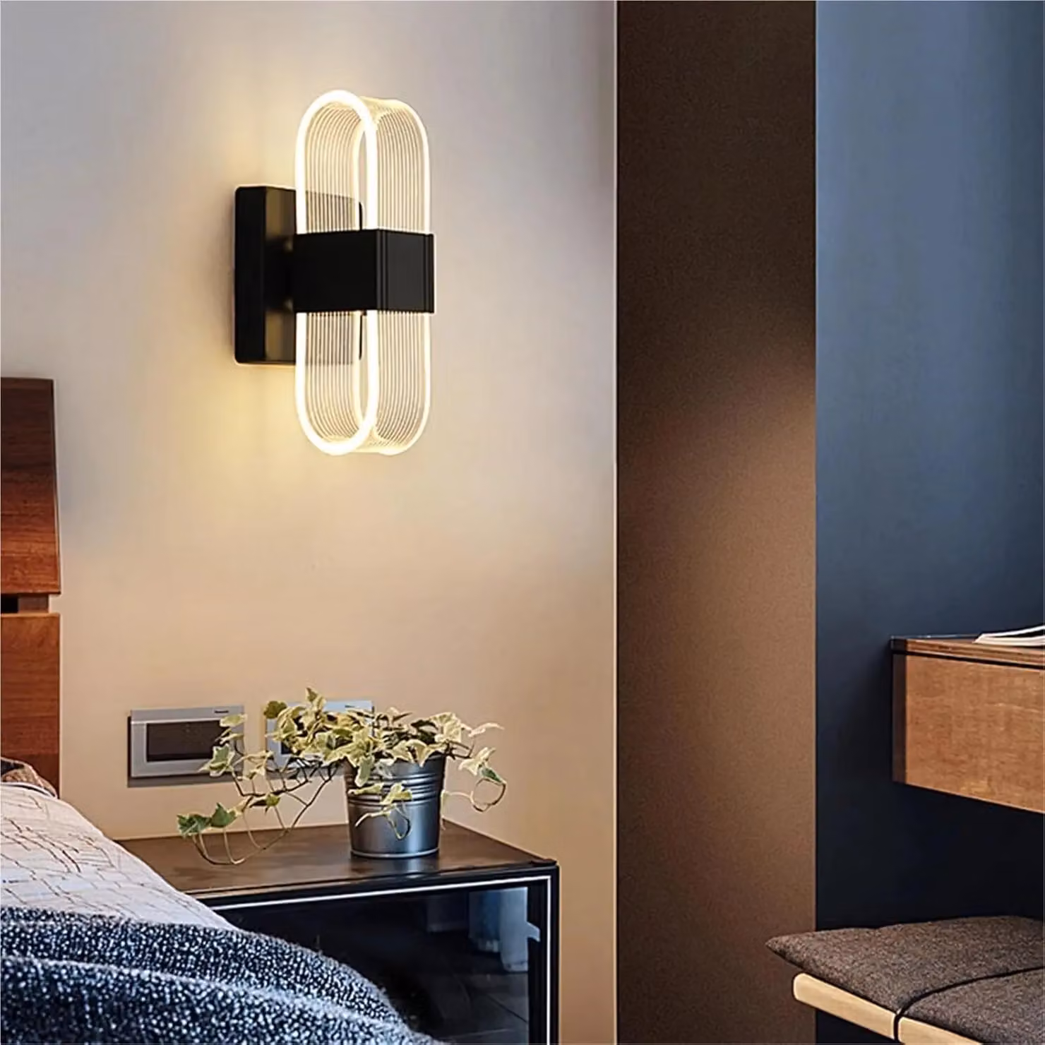 COMELY Modern Black Oval LED Indoor Wall Light with 3-Colour CCT Options – 2